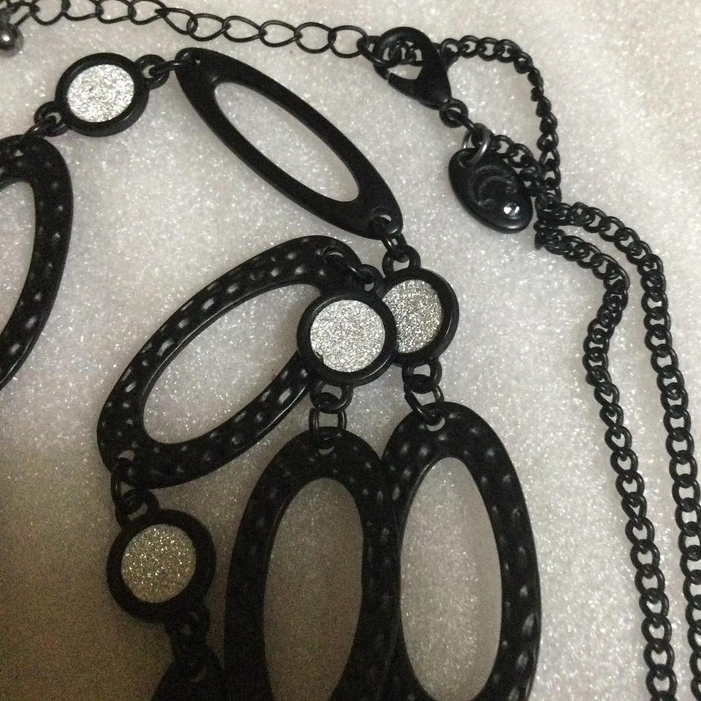 Black and Silver Statement Link Necklace